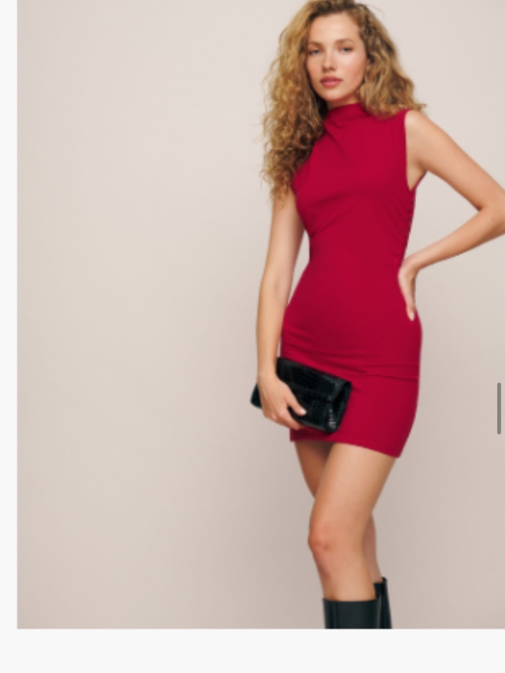 Reformation Scarlet Sleeveless High-Neck Mini Dress